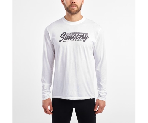 Tenis Saucony Long Sleeve Logo Tee Hombre Tops Ropa Blancas México MX-538-AY